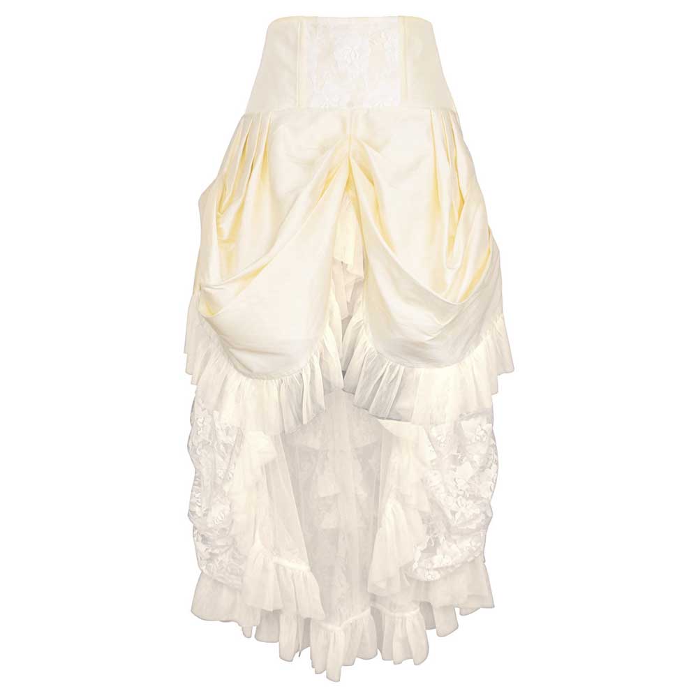 Attitude Corsets - Poly Taffeta with Elasticated Waistband Hoch niedriger Rock - Creme